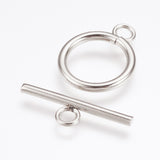 Tarnish Resistant 304 Stainless Steel Toggle Clasps, Stainless Steel Color, Ring: 20x16.5x2mm, Hole: 3mm, Bar: 23x6.5x2mm, Hole: 3mm, 10Set/Set