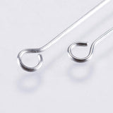 Non-Tarnish 304 Stainless Steel Eye Pins, Stainless Steel Color, 40mm, Pin: 0.5mm, Head: 3mm, Hole: 1.8mm, 500pc/Set