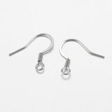 316 Surgical Stainless Steel French Earring Hooks, with Horizontal Loop, Flat Earring Hooks, Stainless Steel Color, 17x18x1.5mm, Hole: 2mm, Pin: 0.6mm, 50pcs/Set