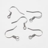 316 Surgical Stainless Steel French Earring Hooks, with Horizontal Loop, Flat Earring Hooks, Stainless Steel Color, 17x18x1.5mm, Hole: 2mm, Pin: 0.6mm, 50pcs/Set