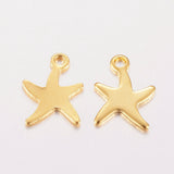 304 Stainless Steel Charms, for DIY Jewelry Making, Starfish/Sea Stars, Real 18K Gold Plated, 11x9x0.8mm, Hole: 1mm, 10pc/Set