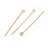 304 Stainless Steel Eye Pins, Golden, 40x0.6mm, Hole: 2mm, 50pc/Set