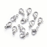 Non-Tarnish 304 Stainless Steel Lobster Claw Clasps, Parrot Trigger Clasps, Stainless Steel Color, 12x7.5x3.5mm, Hole: 1.4mm, 20pc/Set