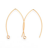 304 Stainless Steel Earring Hooks, Ear Wire, with Horizontal Loop, Golden, 39~40x24x0.9mm, Hole: 2mm, Pin: 0.9mm, 10pc/Set