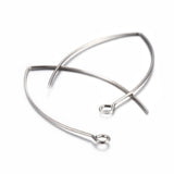 Tarnish Resistant 304 Stainless Steel Earring Hooks, Ear Wire, with Horizontal Loop, Stainless Steel Color, 39~40x24x0.9mm, Hole: 2mm, Pin: 0.9mm, 20pc/Set