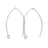 Tarnish Resistant 304 Stainless Steel Earring Hooks, Ear Wire, with Horizontal Loop, Stainless Steel Color, 39~40x24x0.9mm, Hole: 2mm, Pin: 0.9mm, 20pc/Set