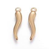 304 Stainless Steel Pendants, Horn of Plenty/Italian Horn Cornicello Charms, Golden, 18.5x4x2mm, Hole: 1.2~1.4mm, 5pc/Set