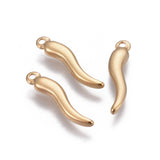 304 Stainless Steel Pendants, Horn of Plenty/Italian Horn Cornicello Charms, Golden, 18.5x4x2mm, Hole: 1.2~1.4mm, 5pc/Set