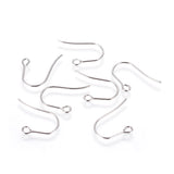 Tarnish Resistant 316 Surgical Stainless Steel Earring Hooks, with Horizontal Loop, Stainless Steel Color, 18~19x13~14x0.7mm, Hole: 2mm, Pin: 0.7mm, 50pc/Set