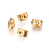 304 Stainless Steel Ear Nuts, Friction Earring Backs for Stud Earrings, Golden, 4.5x6x3mm, Hole: 0.7mm, 50pc/Set