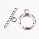 Non-Tarnish 304 Stainless Steel Toggle Clasps, Stainless Steel Color, Ring: 20.5x15.5x2mm, Hole: 3mm, Bar: 23x7x2mm, Hole: 3mm, 5Set/Set