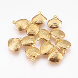 304 Stainless Steel Charms, Shell, Golden, 14x13x4mm, Hole: 1mm, 10pc/Set