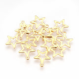 304 Stainless Steel Pendants, Star, Real 18K Gold Plated, 14.5x12.5x0.6mm, Hole: 1.2mm, 10pc/Set