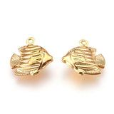 304 Stainless Steel Pendants, Fish, Real 18K Gold Plated, 18x17x6mm, Hole: 1.2mm, 5pc/Set