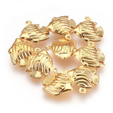 304 Stainless Steel Pendants, Fish, Real 18K Gold Plated, 18x17x6mm, Hole: 1.2mm, 5pc/Set