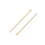 304 Stainless Steel Flat Head Pins, Real 18K Gold Plated, 25x0.7mm, Head: 1.5mm, 50pc/Set