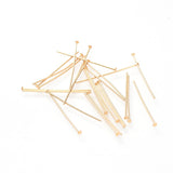 304 Stainless Steel Flat Head Pins, Real 18K Gold Plated, 25x0.7mm, Head: 1.5mm, 50pc/Set