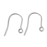 Tarnish Resistant Original Color Earring Findings, with Horizontal Loop 304 Stainless Steel Ear Wire, 22x18mm, Hole: 2.2mm, Pin: 0.7mm, 50pc/Set