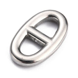 304 Stainless Steel Connector Charms, Navy Mesh Charms, Marine Mesh Charms, Oval, Stainless Steel Color, 17x10.5x2.6mm, 5pcs/Set