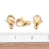 PVD Vacuum Plating 304 Stainless Steel Lobster Claw Clasps, Parrot Trigger Clasps, Real 24K Gold Plated, 9x6x3mm, Hole: 1mm, 10pcs/Set