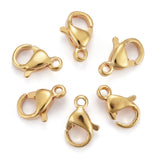 PVD Vacuum Plating 304 Stainless Steel Lobster Claw Clasps, Parrot Trigger Clasps, Real 24K Gold Plated, 9x6x3mm, Hole: 1mm, 10pcs/Set
