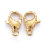 PVD Vacuum Plating 304 Stainless Steel Lobster Claw Clasps, Parrot Trigger Clasps, Real 24K Gold Plated, 10x6x3mm, Hole: 1.5mm, 10pcs/Set