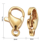 PVD Vacuum Plating 304 Stainless Steel Lobster Claw Clasps, Parrot Trigger Clasps, Real 24K Gold Plated, 10x6x3mm, Hole: 1.5mm, 10pcs/Set