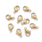 Ion Plating(IP) 304 Stainless Steel Lobster Claw Clasps, Parrot Trigger Clasps, Real 18K Gold Plated, 11x7x3mm, Hole: 1.5mm, 10pc/Set