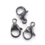 304 Stainless Steel Lobster Claw Clasps, Parrot Trigger Clasps, Electrophoresis Black, 13x8x4mm, Hole: 1.5mm, 20pc/Set