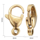 Ion Plating(IP) 304 Stainless Steel Lobster Claw Clasps, Parrot Trigger Clasps, Real 18K Gold Plated, 13x8x4mm, Hole: 1.5mm, 10pc/Set