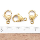 Ion Plating(IP) 304 Stainless Steel Lobster Claw Clasps, Parrot Trigger Clasps, Real 18K Gold Plated, 13x8x4mm, Hole: 1.5mm, 10pc/Set