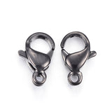 304 Stainless Steel Lobster Claw Clasps, Parrot Trigger Clasps, Electrophoresis Black, 15x9x4.5mm, Hole: 2mm, 5pc/Set