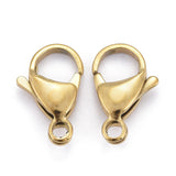 Ion Plating(IP) 304 Stainless Steel Lobster Claw Clasps, Parrot Trigger Clasps, Real 18K Gold Plated, 15x9x4.5mm, Hole: 2mm, 10pc/Set