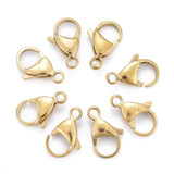 Ion Plating(IP) 304 Stainless Steel Lobster Claw Clasps, Parrot Trigger Clasps, Real 18K Gold Plated, 15x9x4.5mm, Hole: 2mm, 10pc/Set