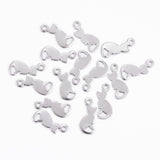 304 Stainless Steel Kitten Charms, Cat Silhouette Shape, Stainless Steel Color, 13x5.5x0.5mm, Hole: 1.2mm, 20pcs/Set