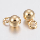 304 Stainless Steel Sphere Charms, for DIY Jewelry Making, Round Ball, Golden, 6x3mm, Hole: 2mm, 10pc/Set