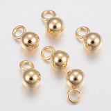 304 Stainless Steel Sphere Charms, for DIY Jewelry Making, Round Ball, Golden, 6x3mm, Hole: 2mm, 10pc/Set