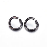 304 Stainless Steel Open Jump Rings, Electrophoresis Black, 21 Gauge, 5x0.7mm, Inner Diameter: 3.6mm, 50pc/Set