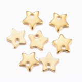 304 Stainless Steel Charms, Star, Real 24K Gold Plated, 5.5x6x1mm, Hole: 1mm, 10pc/Set