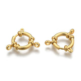 304 Stainless Steel Spring Ring Clasps, Long-Lasting Plated, Real 24K Gold Plated, 23x14x4mm, Hole: 2.5mm, 2pc/Set