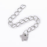 Tarnish Resistant 304 Stainless Steel Chain Extender, with Star Charms, Stainless Steel Color, 55x2.8mm, 5Strand/Set