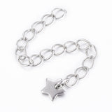 Tarnish Resistant 304 Stainless Steel Chain Extender, with Star Charms, Stainless Steel Color, 55x2.8mm, 5Strand/Set