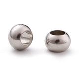 Tarnish Resistant 304 Stainless Steel Rondelle Beads, Large Hole Beads, Stainless Steel Color, 8x6mm, Hole: 4mm, 10pc/Set