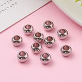 Tarnish Resistant 304 Stainless Steel Rondelle Beads, Large Hole Beads, Stainless Steel Color, 8x6mm, Hole: 4mm, 10pc/Set