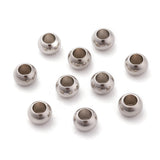 Tarnish Resistant 304 Stainless Steel Rondelle Beads, Large Hole Beads, Stainless Steel Color, 8x6mm, Hole: 4mm, 10pc/Set