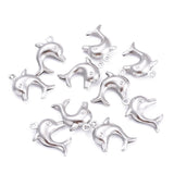 Tarnish Resistant Dolphin 304 Stainless Steel Pendants, Stainless Steel Color, 21x16x4mm, Hole: 1mm, 10pc/Set