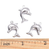 Tarnish Resistant Dolphin 304 Stainless Steel Pendants, Stainless Steel Color, 21x16x4mm, Hole: 1mm, 10pc/Set