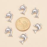 Tarnish Resistant Dolphin 304 Stainless Steel Pendants, Stainless Steel Color, 21x16x4mm, Hole: 1mm, 10pc/Set