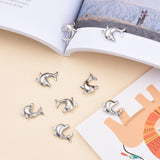 Tarnish Resistant Dolphin 304 Stainless Steel Pendants, Stainless Steel Color, 21x16x4mm, Hole: 1mm, 10pc/Set