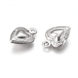 Tarnish Resistant 304 Stainless Steel Charms, Heart, Stainless Steel Color, 12x9x3mm, Hole: 1mm, 10pc/Set